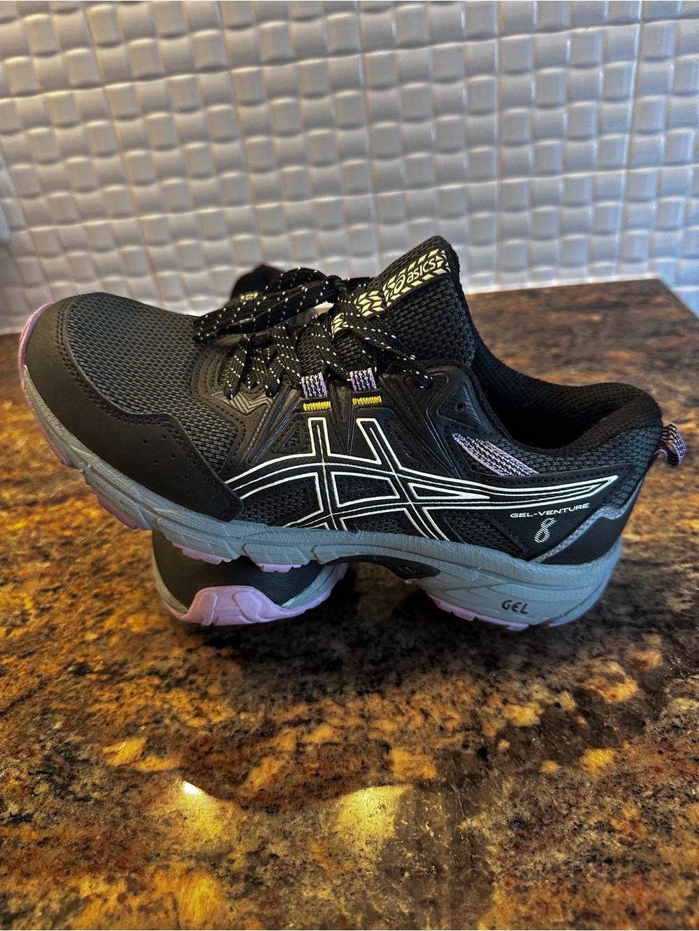 Asics Gel-Venture 8 Women's Black with Light Purple Accents Running Shoes